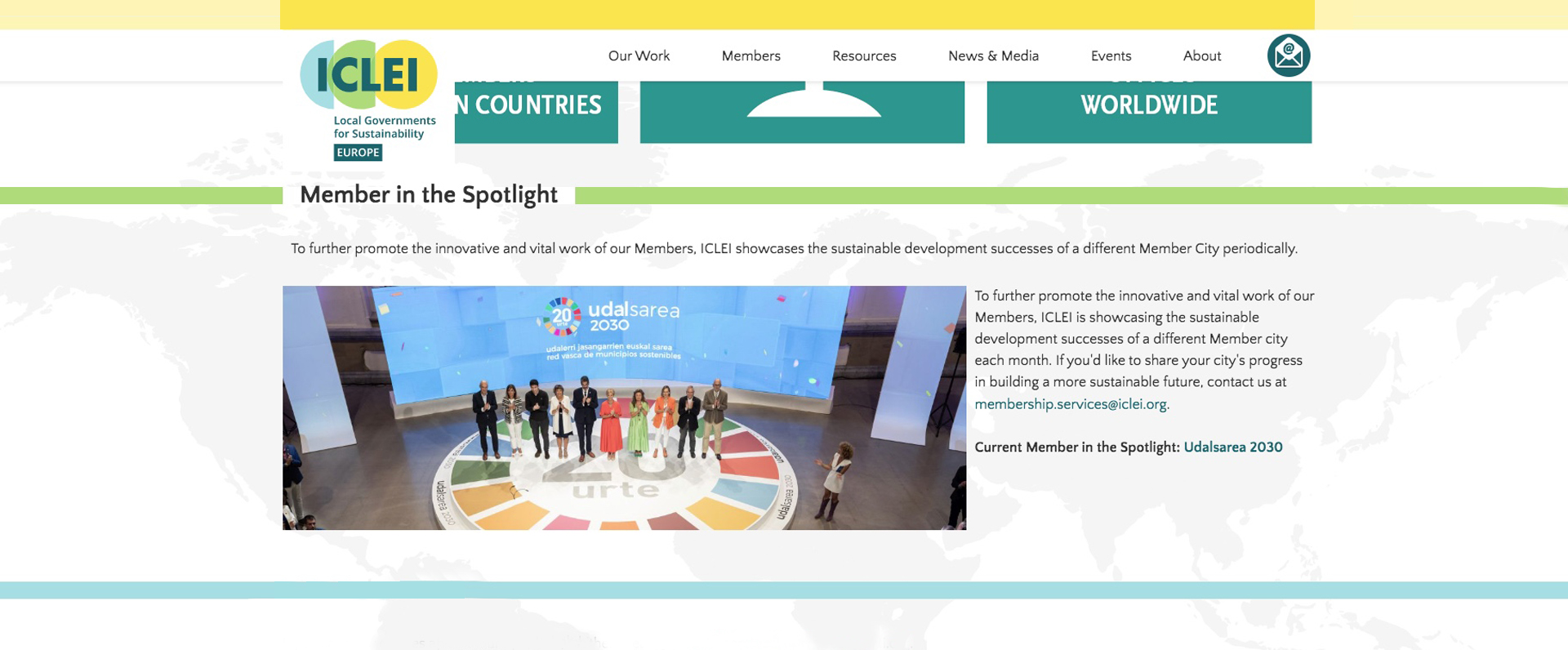 Udalsarea 2030, miembro destacado de ICLEI en la web y redes sociales de la Red de Gobiernos Locales por la Sostenibilidad